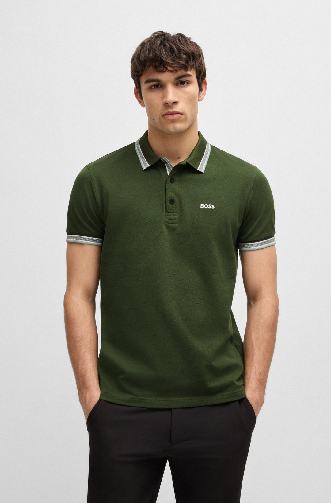 BOSS Regular Fit Polos in cotton - PADDY 10241663 01-50469055- Concorde Fashion#color_green-355