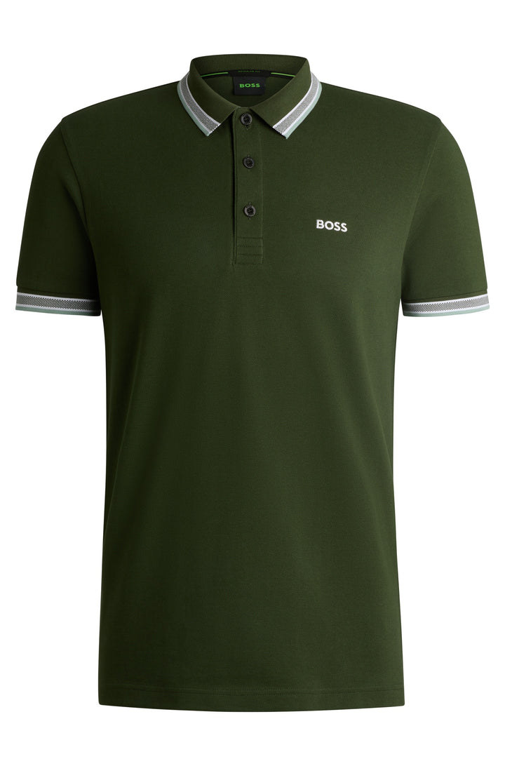 BOSS Regular Fit Polos in cotton - PADDY 10241663 01-50469055- Concorde Fashion#color_green-355
