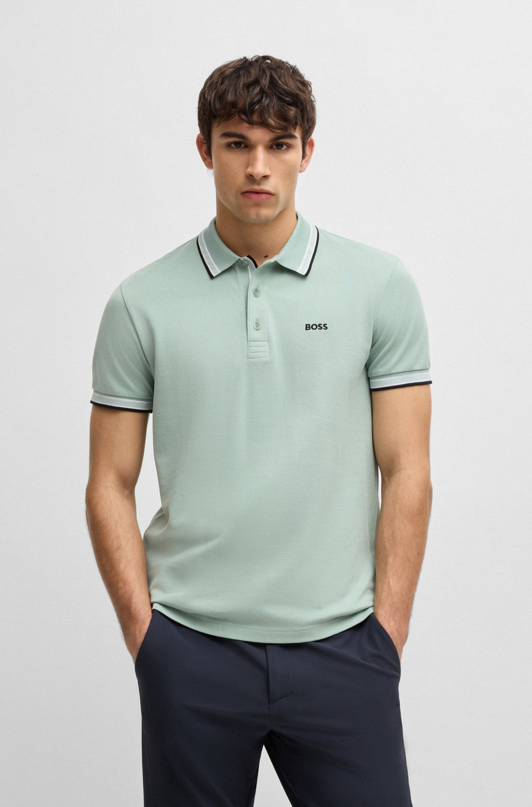 BOSS Regular Fit Polos in cotton - PADDY 10241663 01-50469055- Concorde Fashion#color_green-357