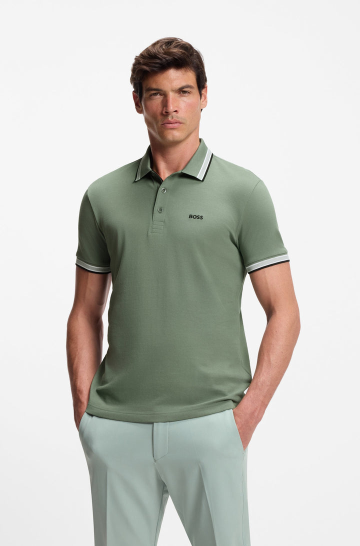BOSS Regular Fit Polos in cotton - PADDY 10241663 01-50469055- Concorde Fashion#color_green-359