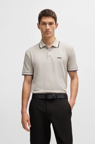 BOSS Regular Fit Polos in cotton - PADDY 10241663 01-50469055- Concorde Fashion#color_grey-070