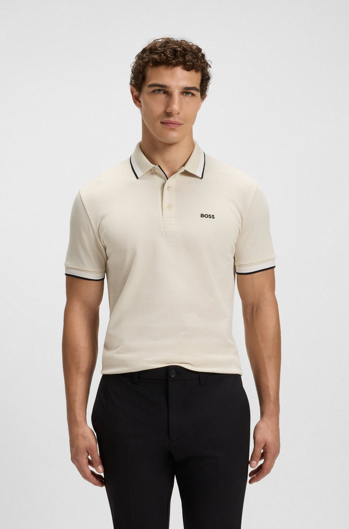 BOSS Regular Fit Polos in cotton - PADDY 10241663 01-50469055- Concorde Fashion#color_white-133