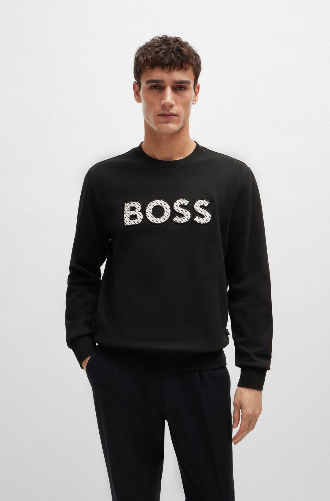 BOSS Sweatshirts Relaxed Fit in Cotton - C-SOLERI 04 10242373 01-50521117- Concorde Fashion#color_black-002