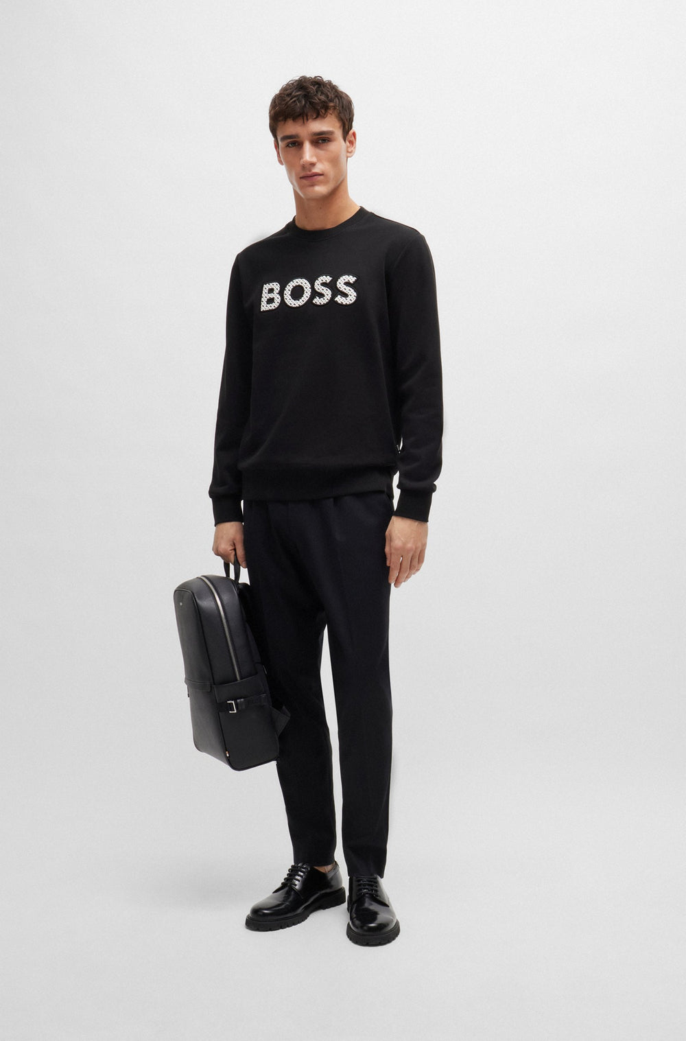 BOSS Sweatshirts Relaxed Fit in Cotton - C-SOLERI 04 10242373 01-50521117- Concorde Fashion#color_black-002