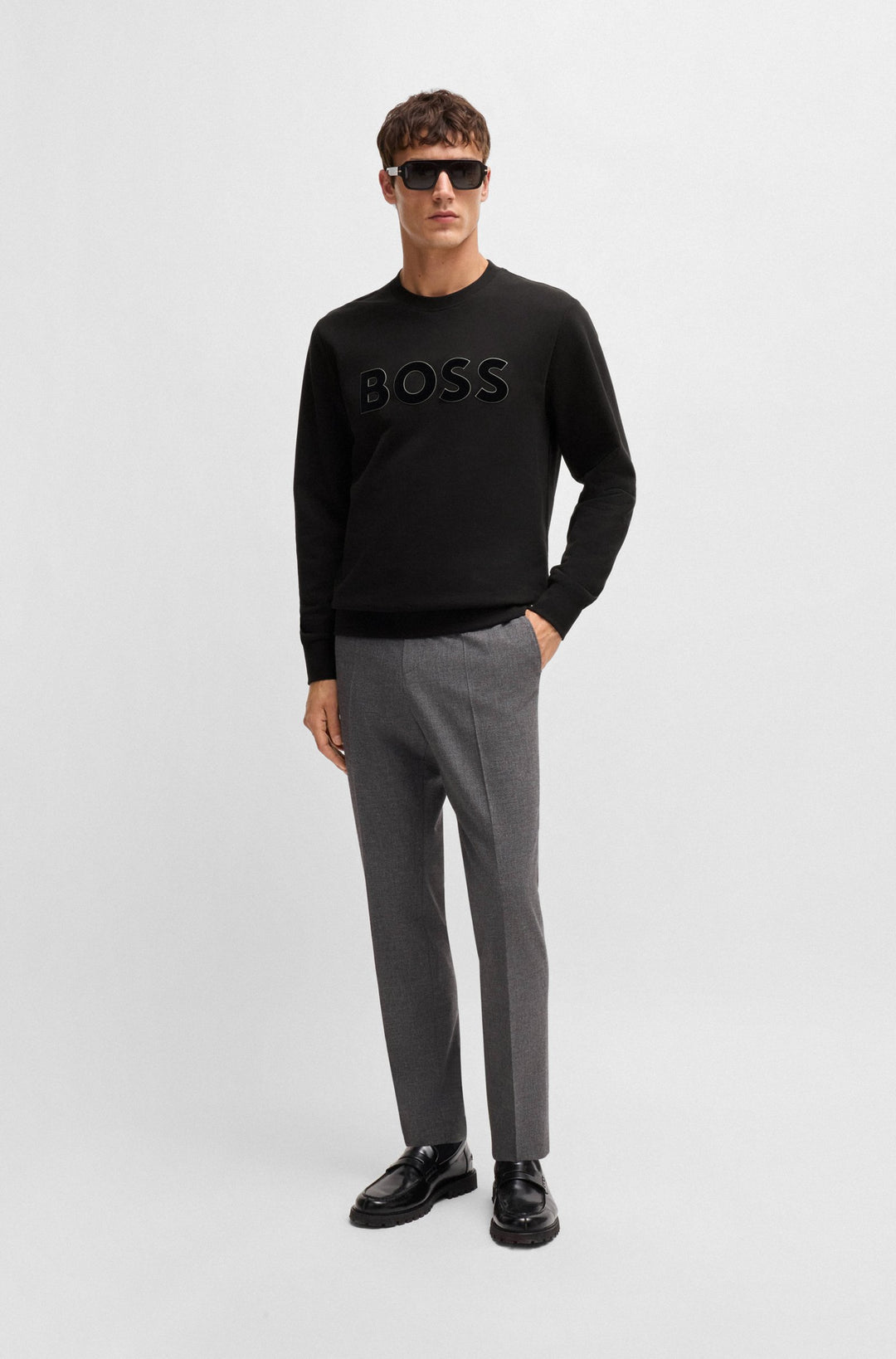 BOSS Sweatshirts Regular Fit in Cotton - C-SOLERI 60 10242373 01-50524360- Concorde Fashion#color_black-001