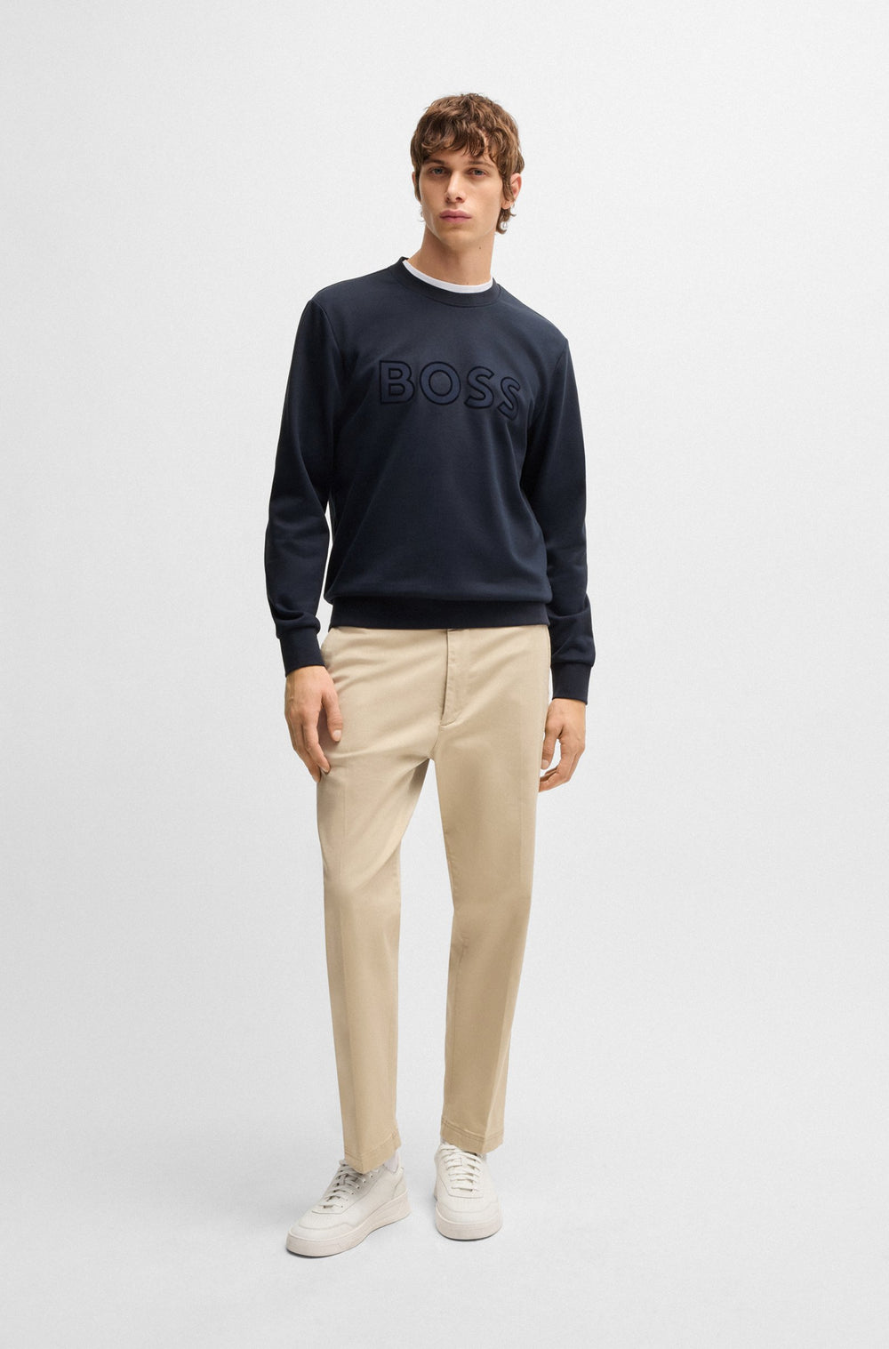 BOSS Sweatshirts Regular Fit in Cotton - C-SOLERI 60 10242373 01-50524360- Concorde Fashion#color_navy-404