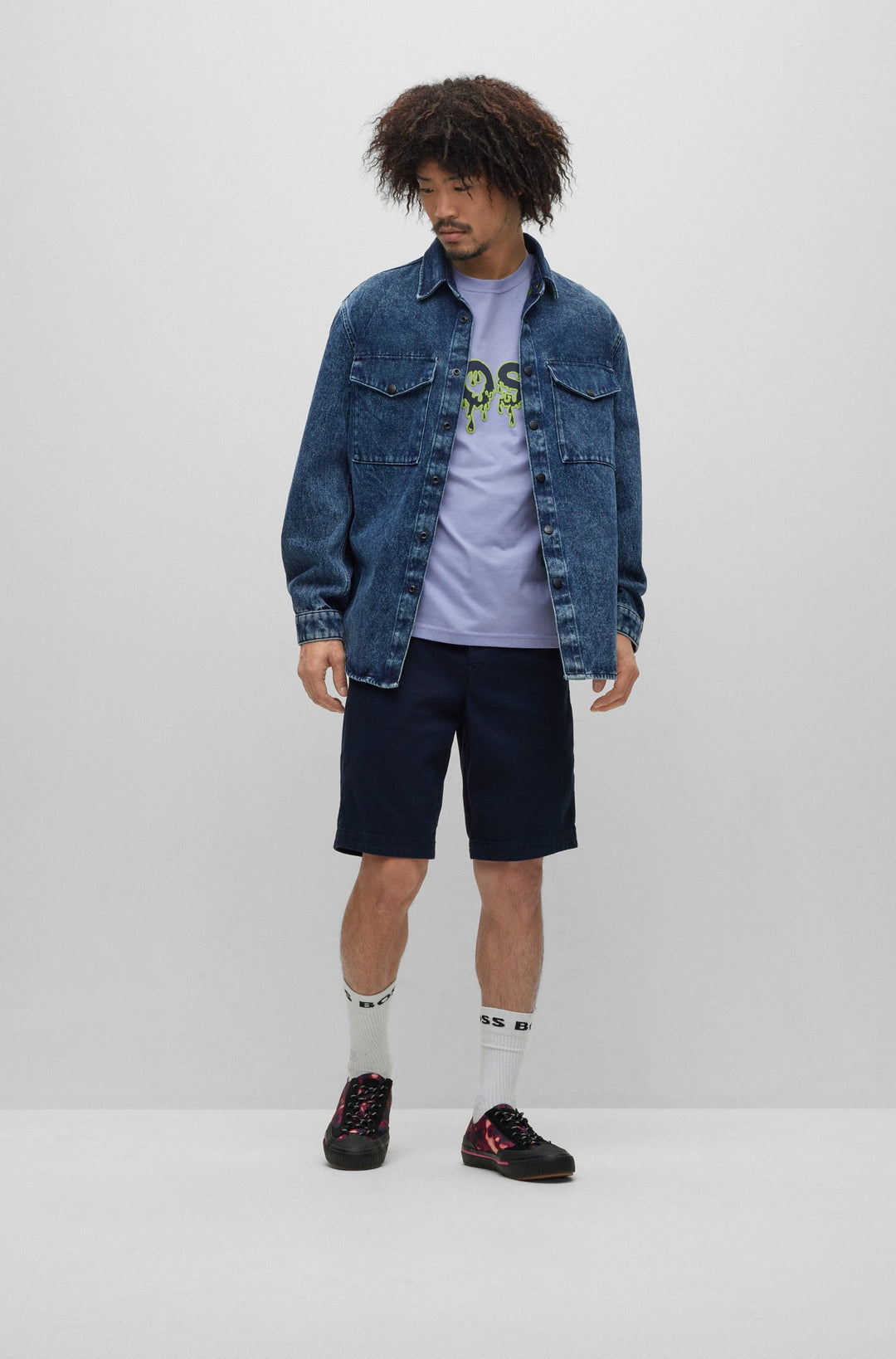 BOSS Tapered Fit Shorts in Cotton Mix - SCHINO-TABER-SHORTS 10242612 02-50491698- Concorde Fashion#color_navy-404