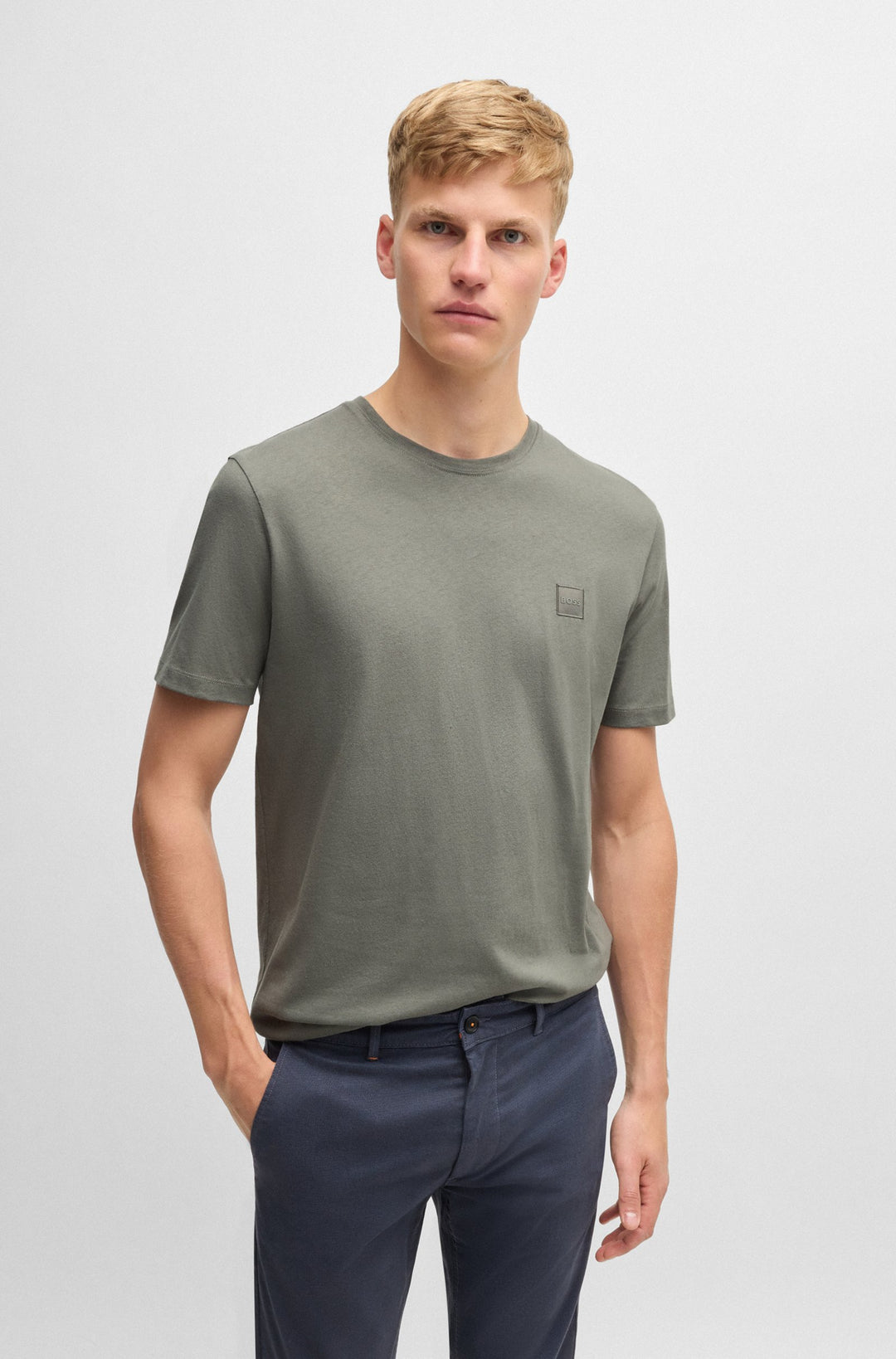 BOSS T-Shirts Relaxed Fit in Cotton - TALES 10242631 02-50508584- Concorde Fashion#color_grey-076