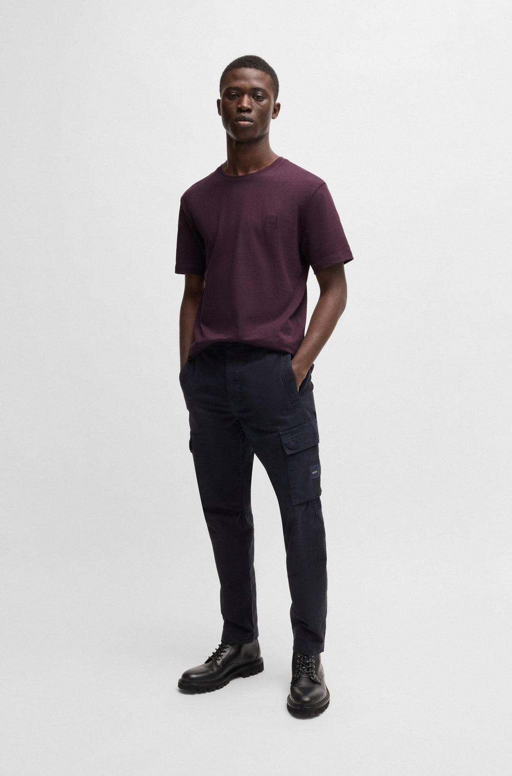 BOSS T-Shirts Relaxed Fit in Cotton - TALES 10242631 02-50508584- Concorde Fashion#color_purple-543