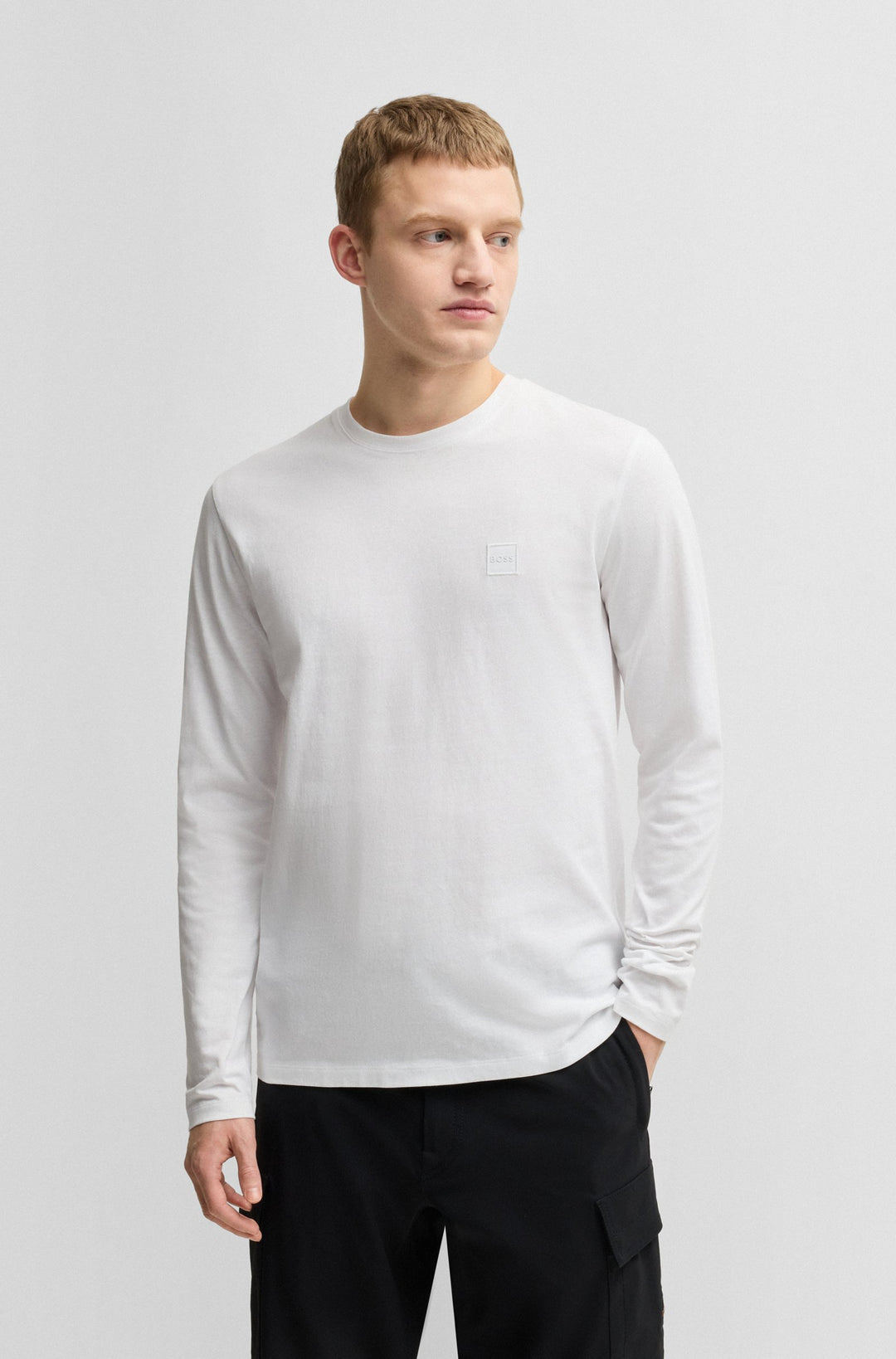 BOSS T-Shirts Regular Fit in Cotton - TACKS 10242631 02-50512111- Concorde Fashion#color_white-100