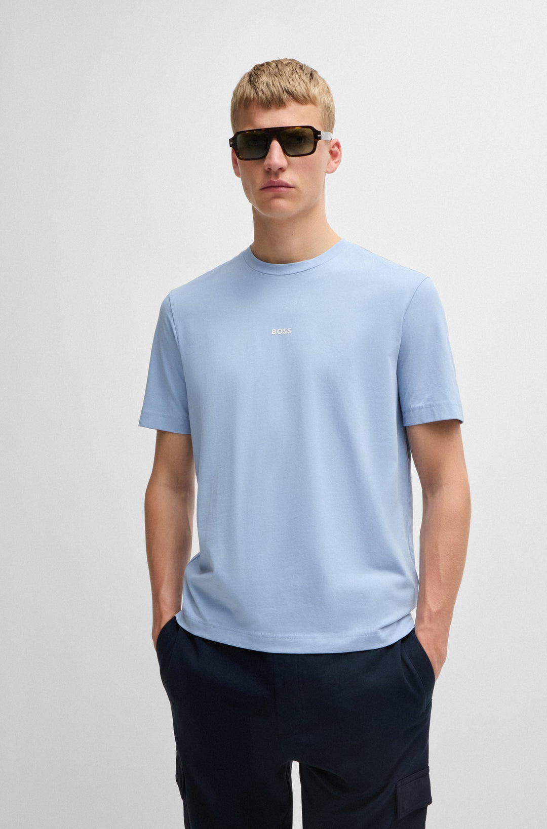 BOSS T-Shirts Relaxed Fit in Cotton Mix - TCHUP 10242929 01-50473278- Concorde Fashion#color_blue-470