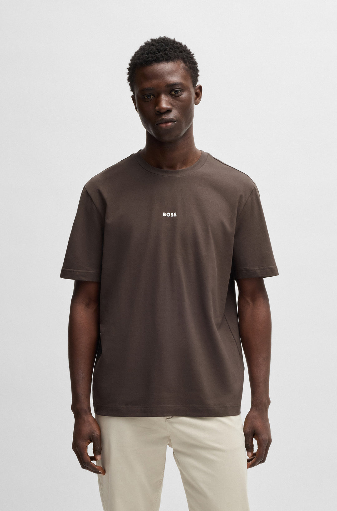 BOSS T-Shirts Relaxed Fit in Cotton Mix - TCHUP 10242929 01-50473278- Concorde Fashion#color_brown-248