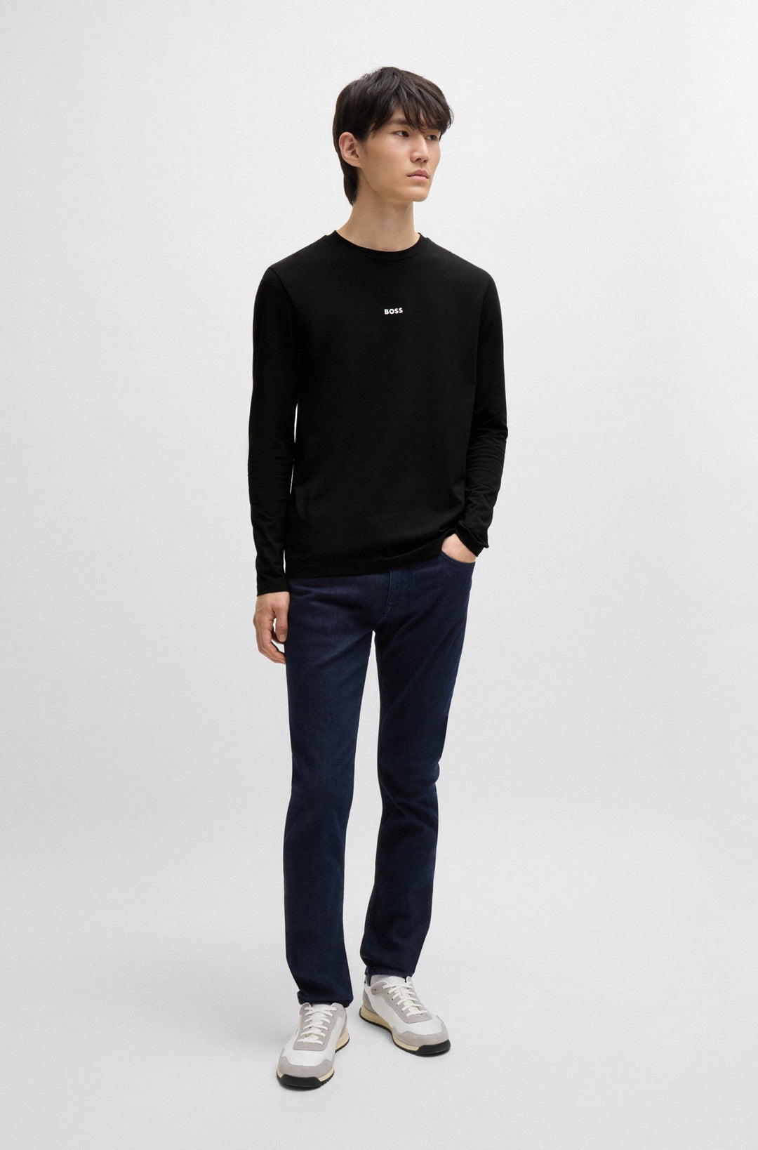 BOSS T-Shirts Regular Fit in Cotton Mix - TCHARK 10242929 01-50473286- Concorde Fashion#color_black-001