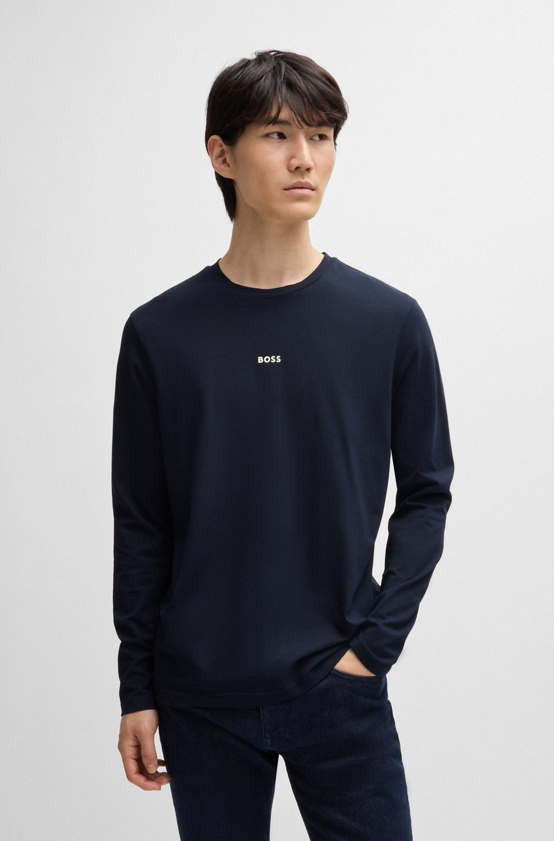 BOSS T-Shirts Regular Fit in Cotton Mix - TCHARK 10242929 01-50473286- Concorde Fashion#color_navy-404