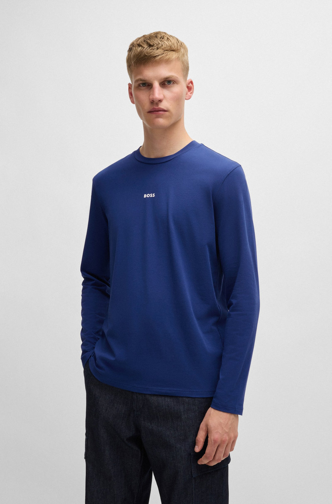 BOSS T-Shirts Regular Fit in Cotton Mix - TCHARK 10242929 01-50473286- Concorde Fashion#color_blue-494