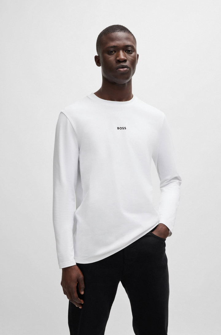 BOSS T-Shirts Regular Fit in Cotton Mix - TCHARK 10242929 01-50473286- Concorde Fashion#color_white-100