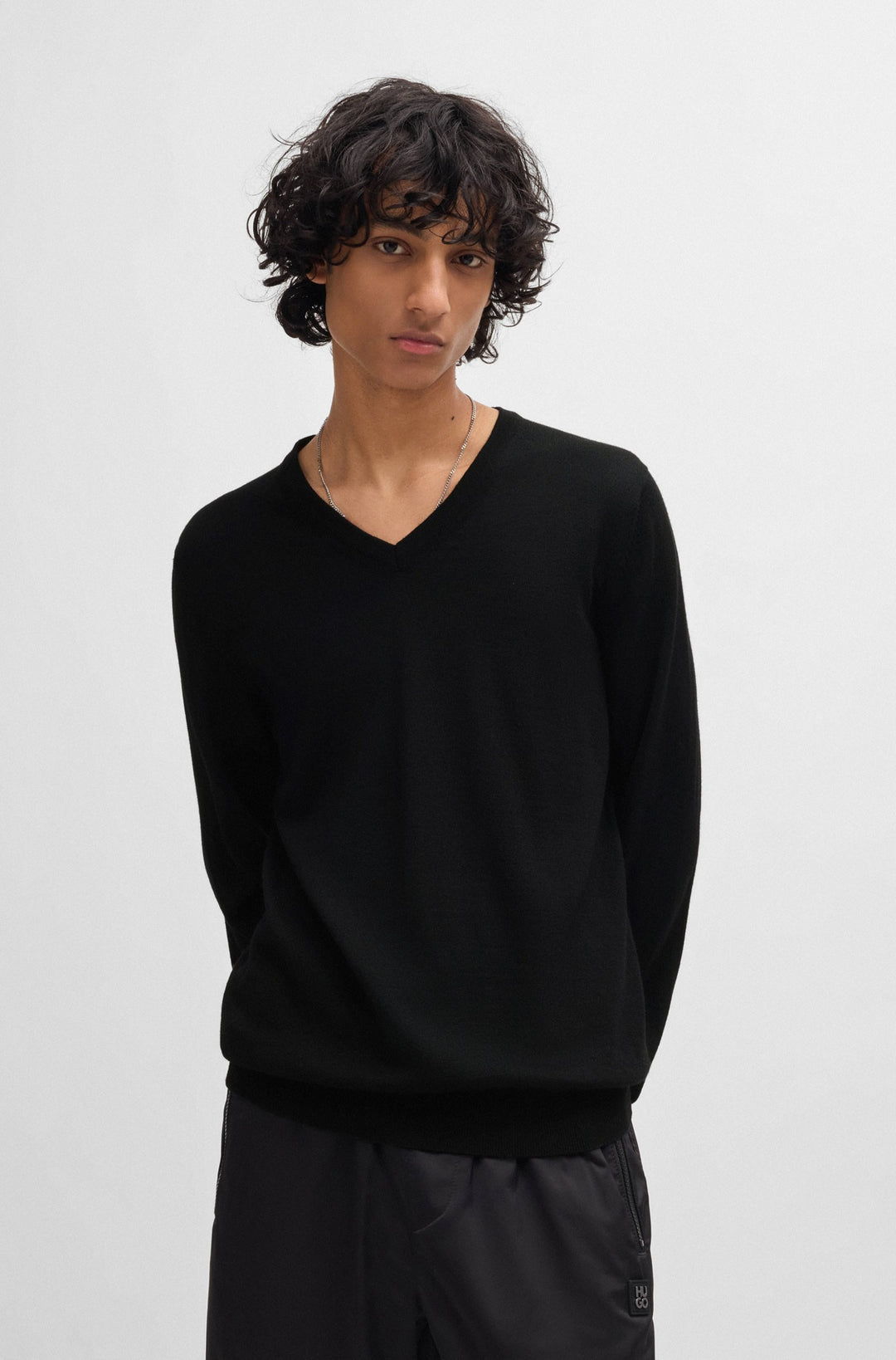 HUGO Sweaters Regular Fit in Wool - SAN VREDO-M 10243179 01-50474172- Concorde Fashion#color_black-001