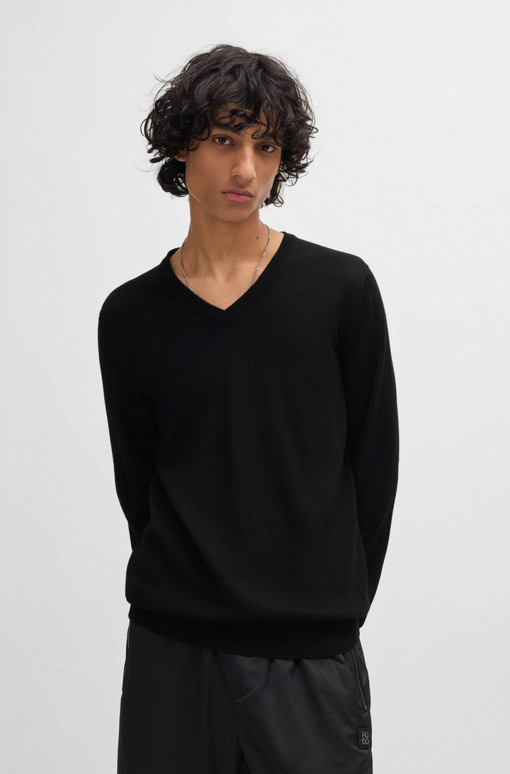 HUGO Sweaters Regular Fit in Wool - SAN VREDO-M 10243179 01-50474172- Concorde Fashion#color_black-001
