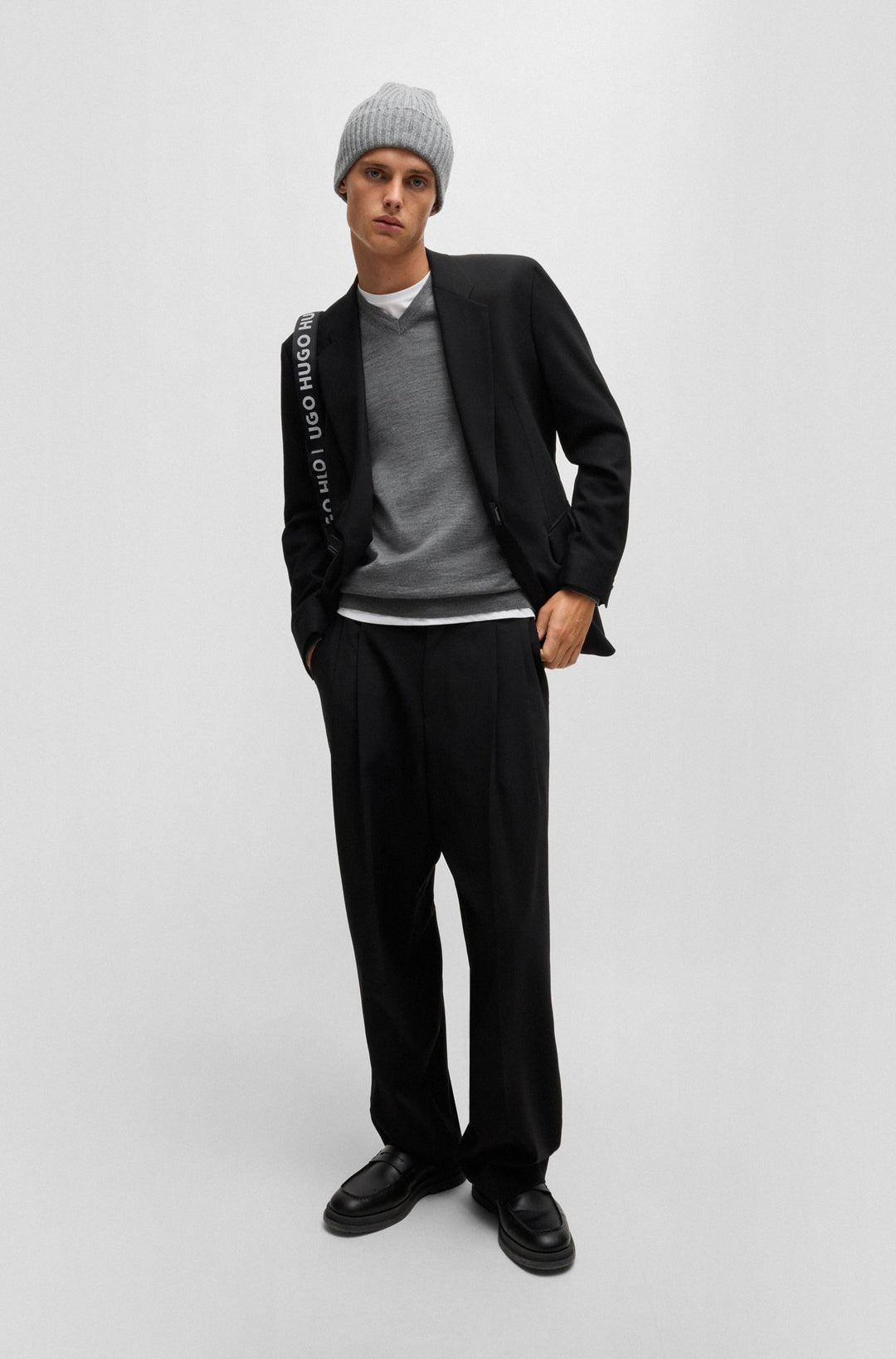 HUGO Sweaters Regular Fit in Wool - SAN VREDO-M 10243179 01-50474172- Concorde Fashion#color_grey-034