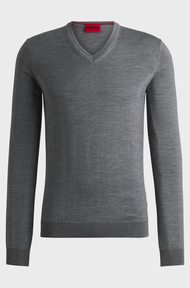 HUGO Sweaters Regular Fit in Wool - SAN VREDO-M 10243179 01-50474172- Concorde Fashion#color_grey-034