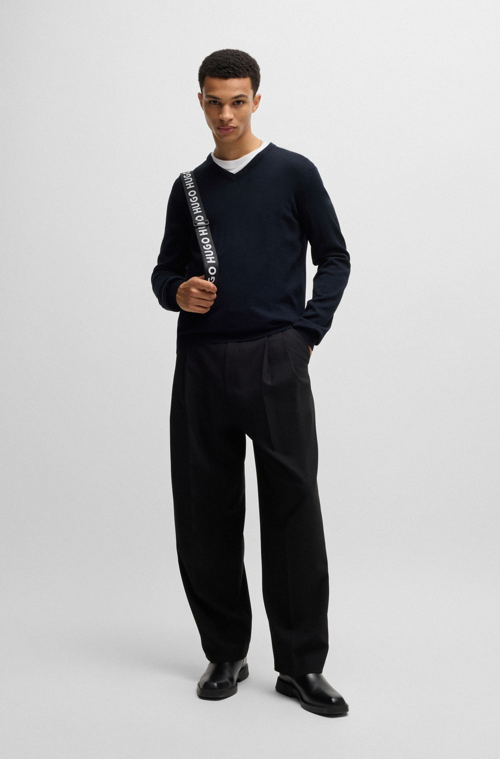 HUGO Sweaters Regular Fit in Wool - SAN VREDO-M 10243179 01-50474172- Concorde Fashion#color_navy-410