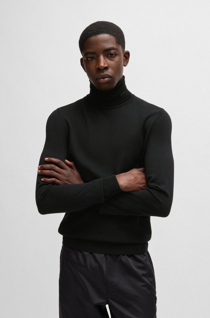 HUGO Sweaters Regular Fit,Slim Fit in Wool - SAN THOMAS-M 10243187 01-50474174- Concorde Fashion#color_black-001