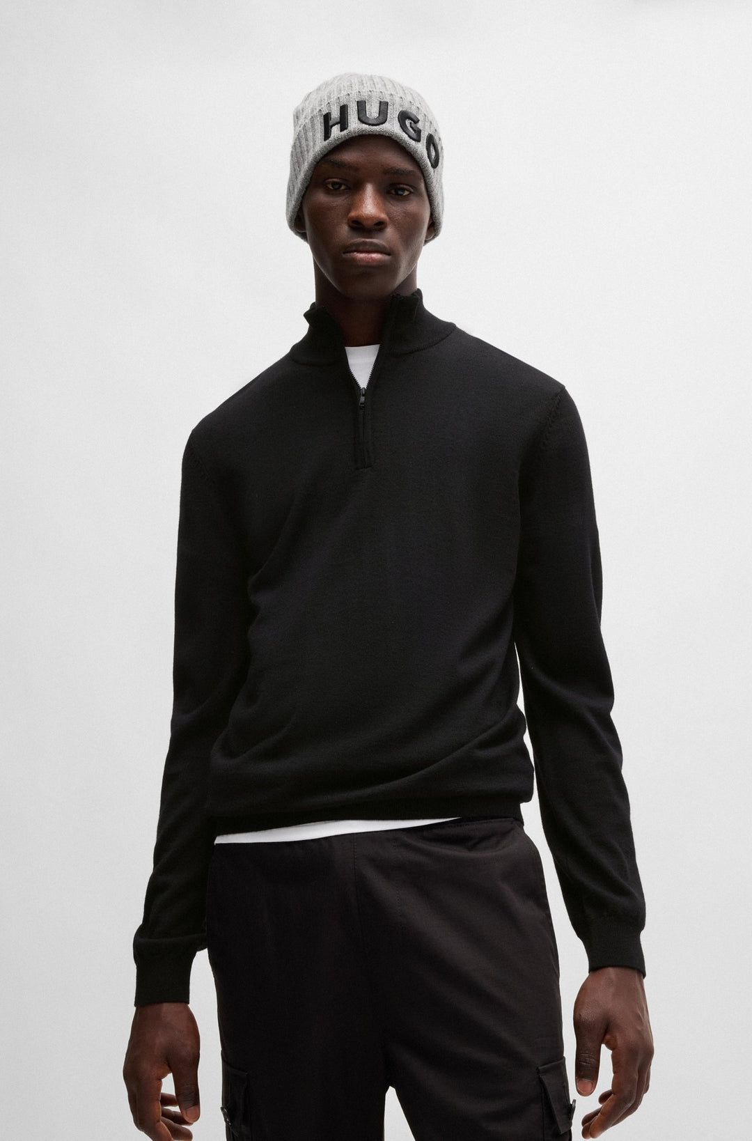 HUGO Sweaters Regular Fit in Wool - SAN QUIRIN-M 10243202 01-50474175- Concorde Fashion#color_black-001