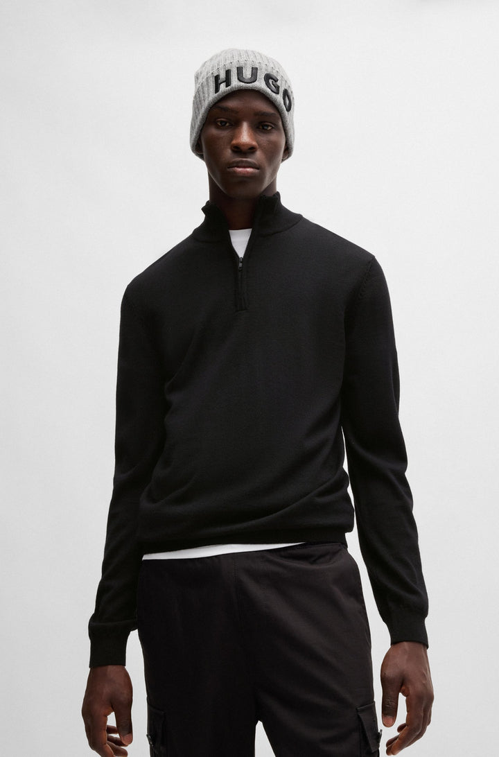 HUGO Sweaters Regular Fit in Wool - SAN QUIRIN-M 10243202 01-50474175- Concorde Fashion#color_black-001