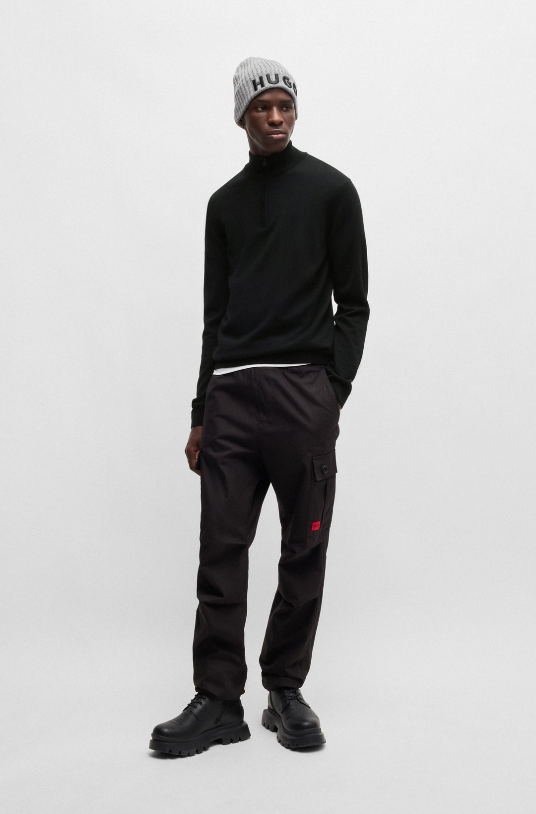 HUGO Sweaters Regular Fit in Wool - SAN QUIRIN-M 10243202 01-50474175- Concorde Fashion#color_black-001