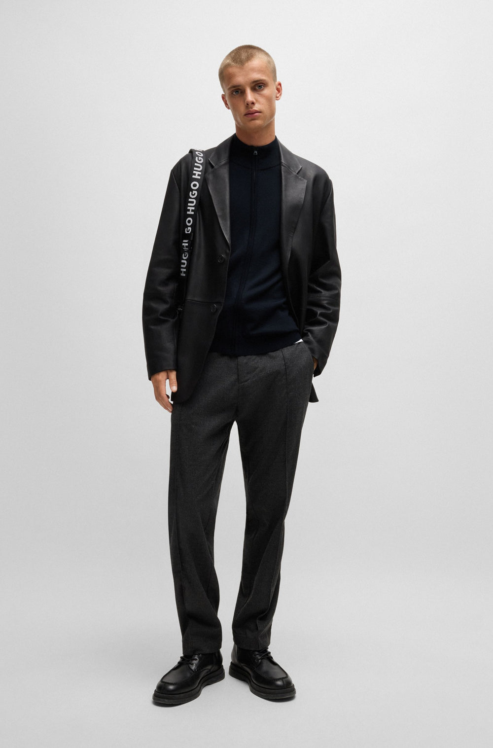 HUGO Casual Jackets Regular Fit in Wool - SAN JORGE-M 10243206 01-50474193- Concorde Fashion#color_navy-410
