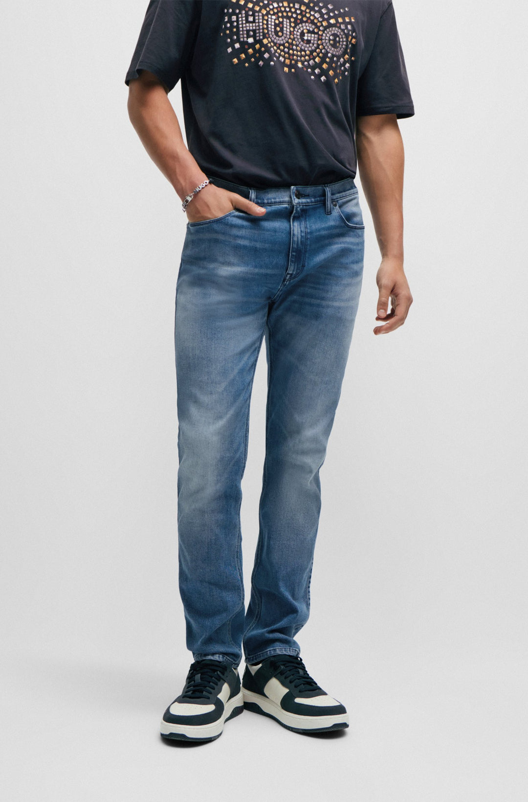 HUGO Slim Fit Jeans in Cotton Mix - HUGO 708 10243508 13-50507865- Concorde Fashion#color_blue-423