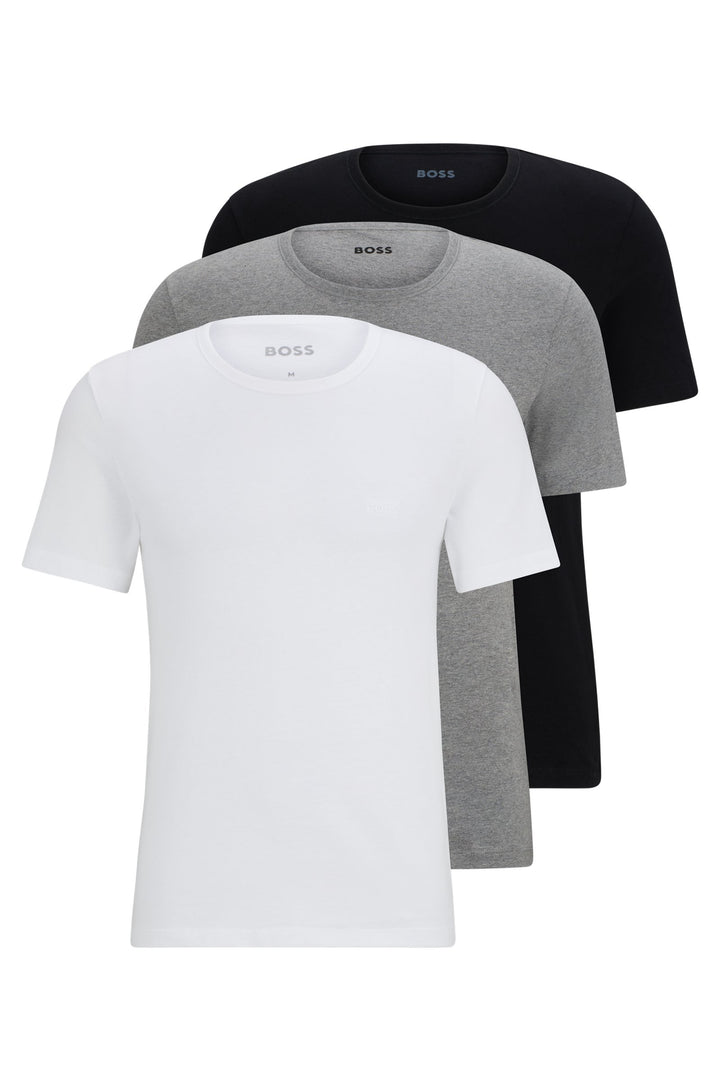 BOSS Regular Fit T-Shirts in Cotton - TSHIRT RN 3P CLASSIC 10243514 01-50475284- Concorde Fashion#color_assorted-999