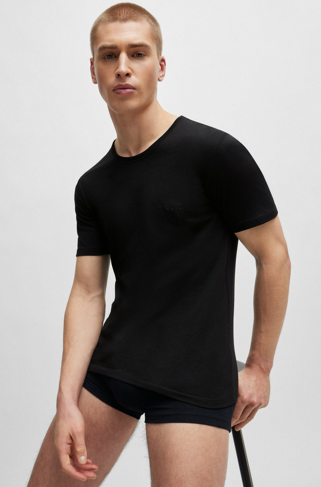 BOSS Regular Fit T-Shirts in Cotton - TSHIRT RN 3P CLASSIC 10243514 01-50475284- Concorde Fashion#color_black-001
