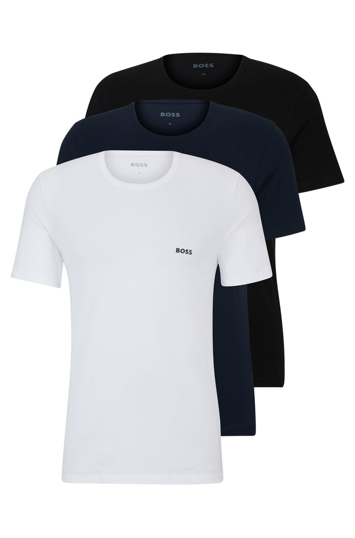 BOSS Regular Fit T-Shirts in Cotton - TSHIRT RN 3P CLASSIC 10243514 01-50475284- Concorde Fashion#color_assorted-984