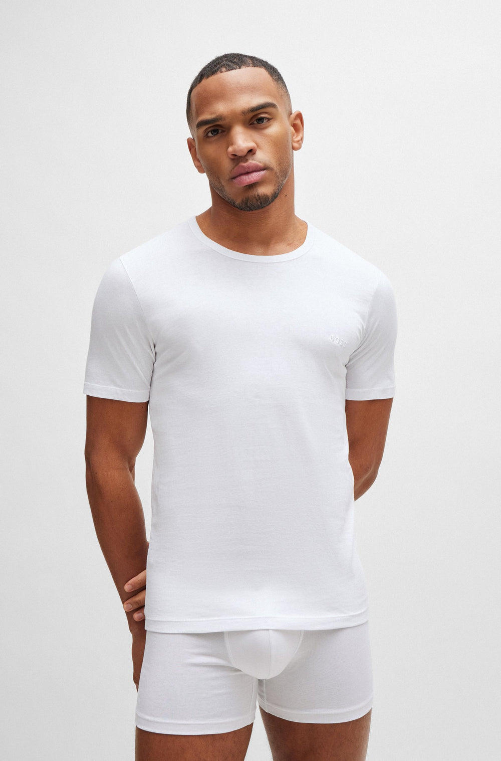 BOSS Regular Fit T-Shirts in Cotton - TSHIRT RN 3P CLASSIC 10243514 01-50475284- Concorde Fashion#color_white-100
