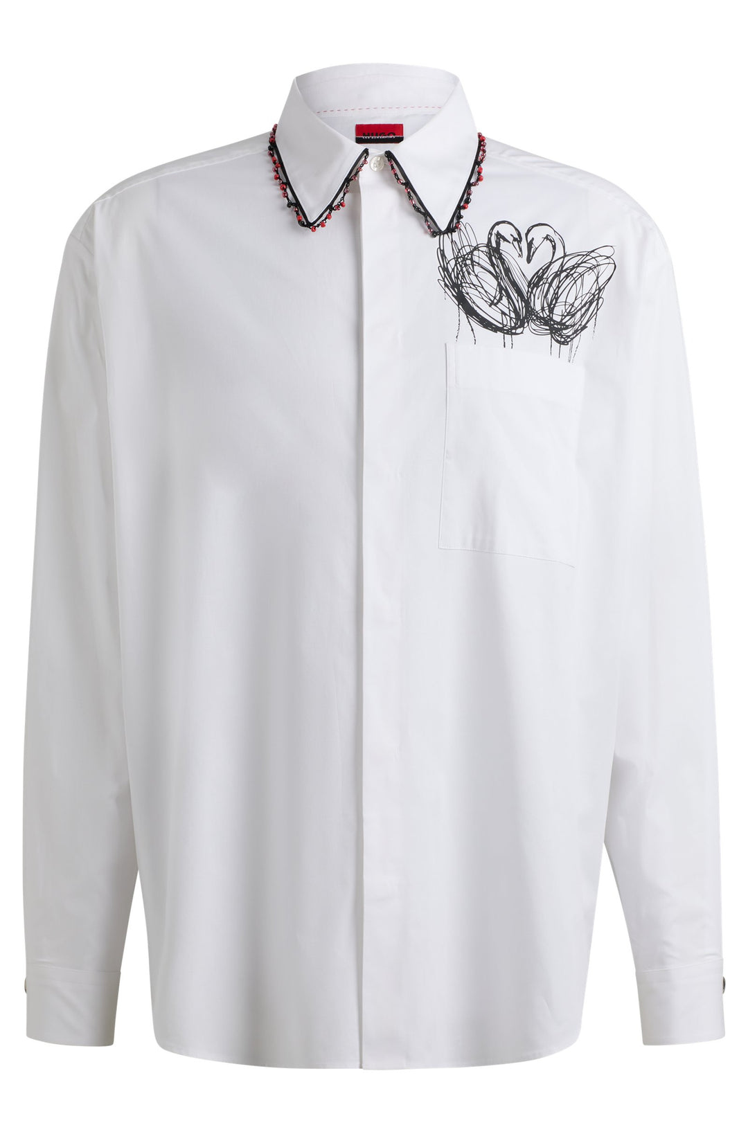 HUGO Casual Shirts Oversize Fit in Cotton Mix - EDIS_LB 10243670 01-50527272- Concorde Fashion#color_white-199