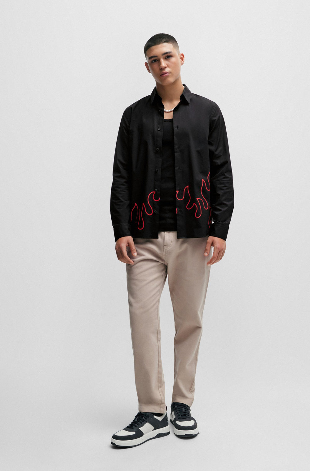 HUGO Relaxed Fit Casual Shirts in Cotton Mix - EMERO 10243670 04-50508613- Concorde Fashion#color_black-001