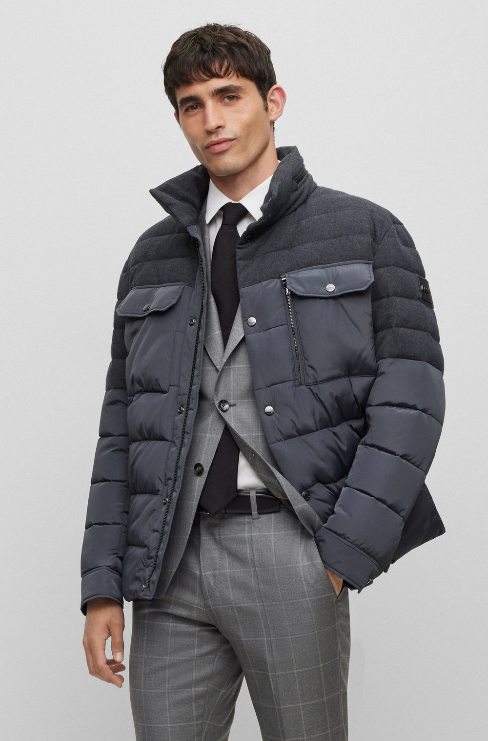 BOSS Regular Fit Casual Jackets in Polyester Mix - CELINTO 10243831 01-50497841- Concorde Fashion#color_grey-061