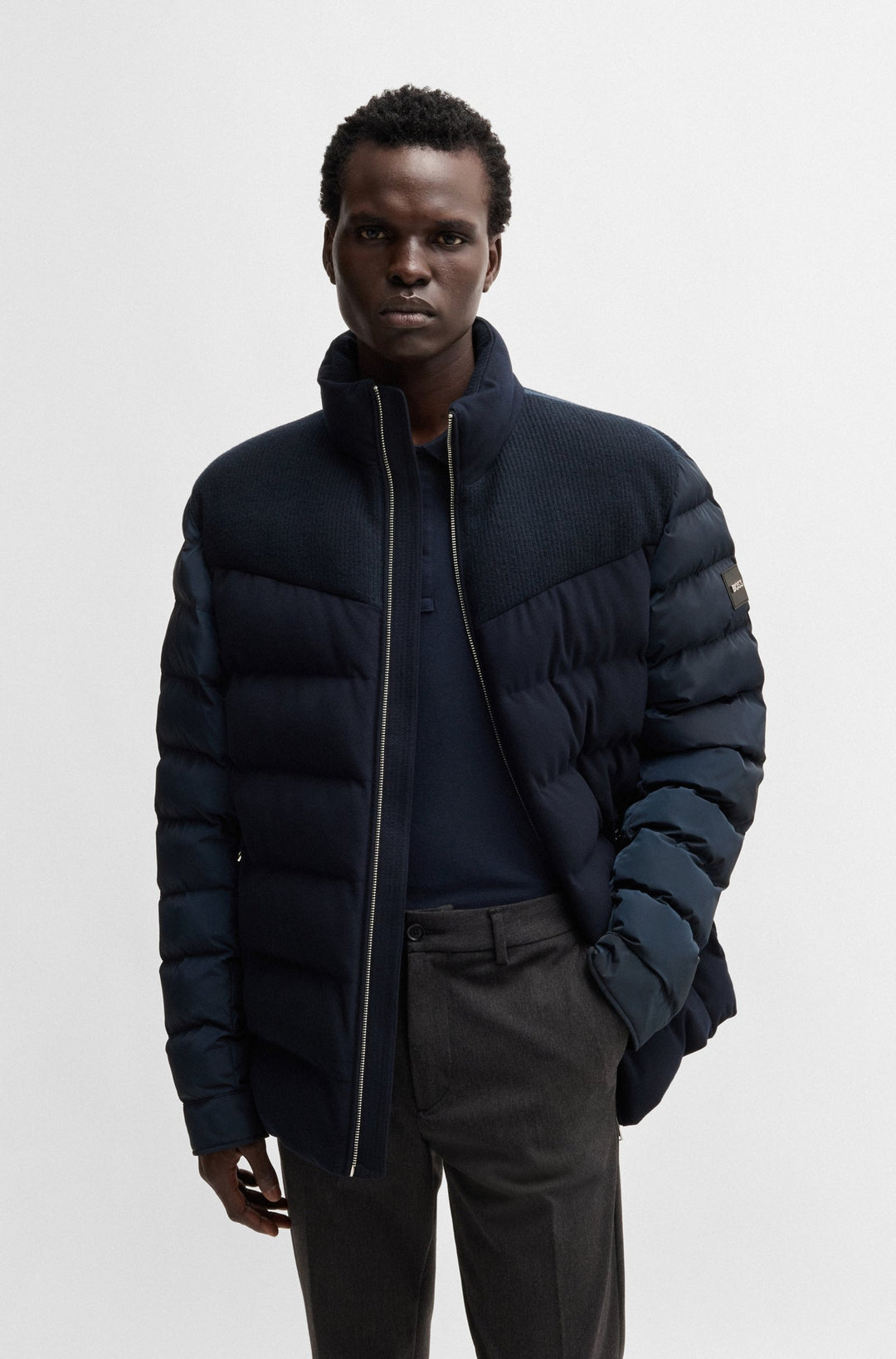 BOSS Casual Jackets Regular Fit in Polyetser Mix - H-CLANELLO 10243831 01-50524971- Concorde Fashion#color_navy-404