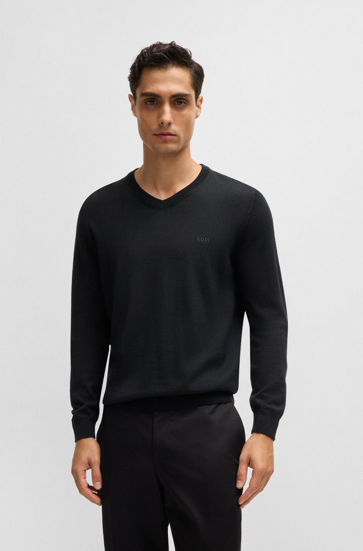 BOSS Sweaters Regular Fit in Wool - BARAM-L 10243920 01-50476363- Concorde Fashion#color_black-001