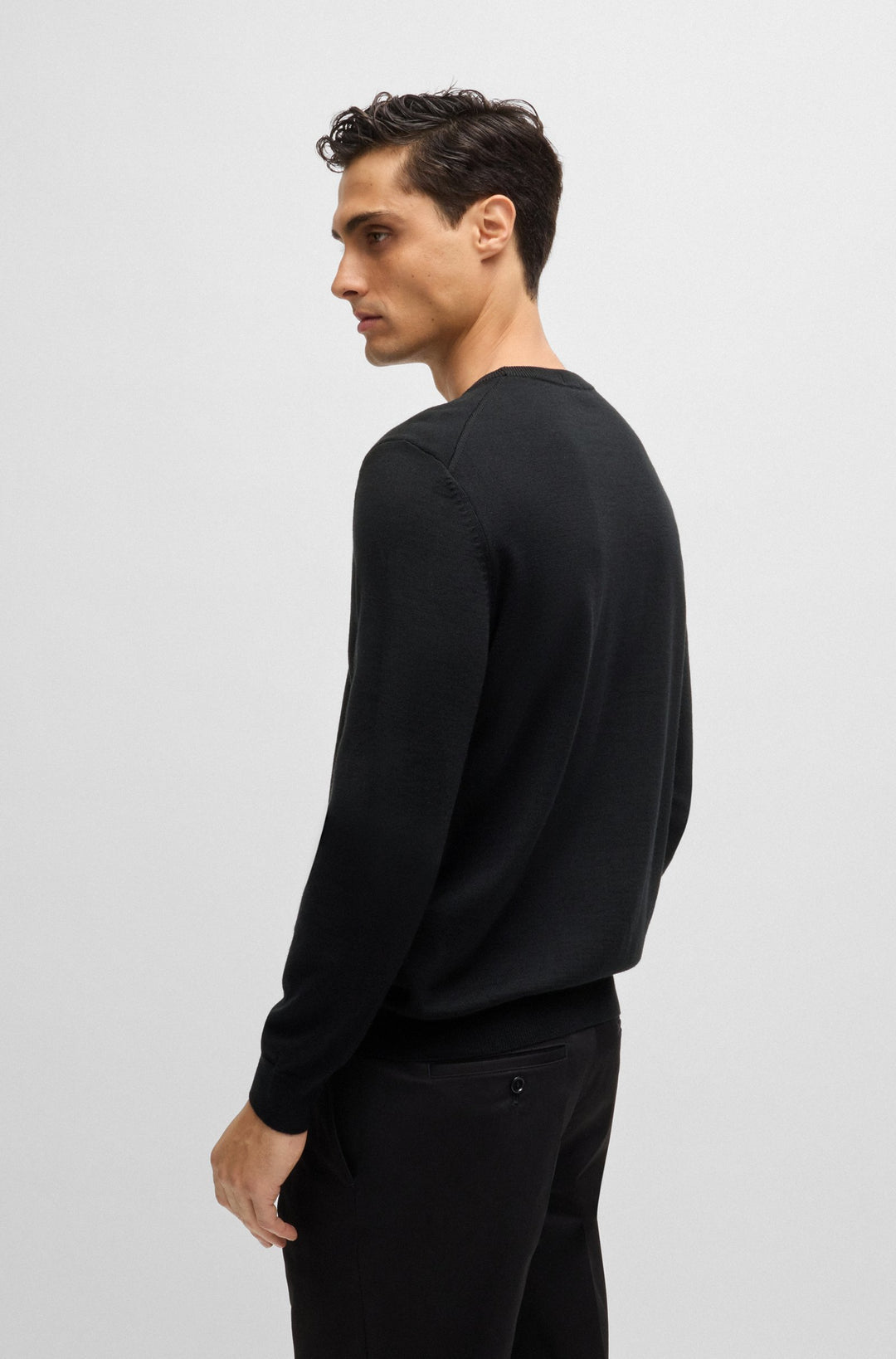 BOSS Sweaters Regular Fit in Wool - BARAM-L 10243920 01-50476363- Concorde Fashion#color_black-001