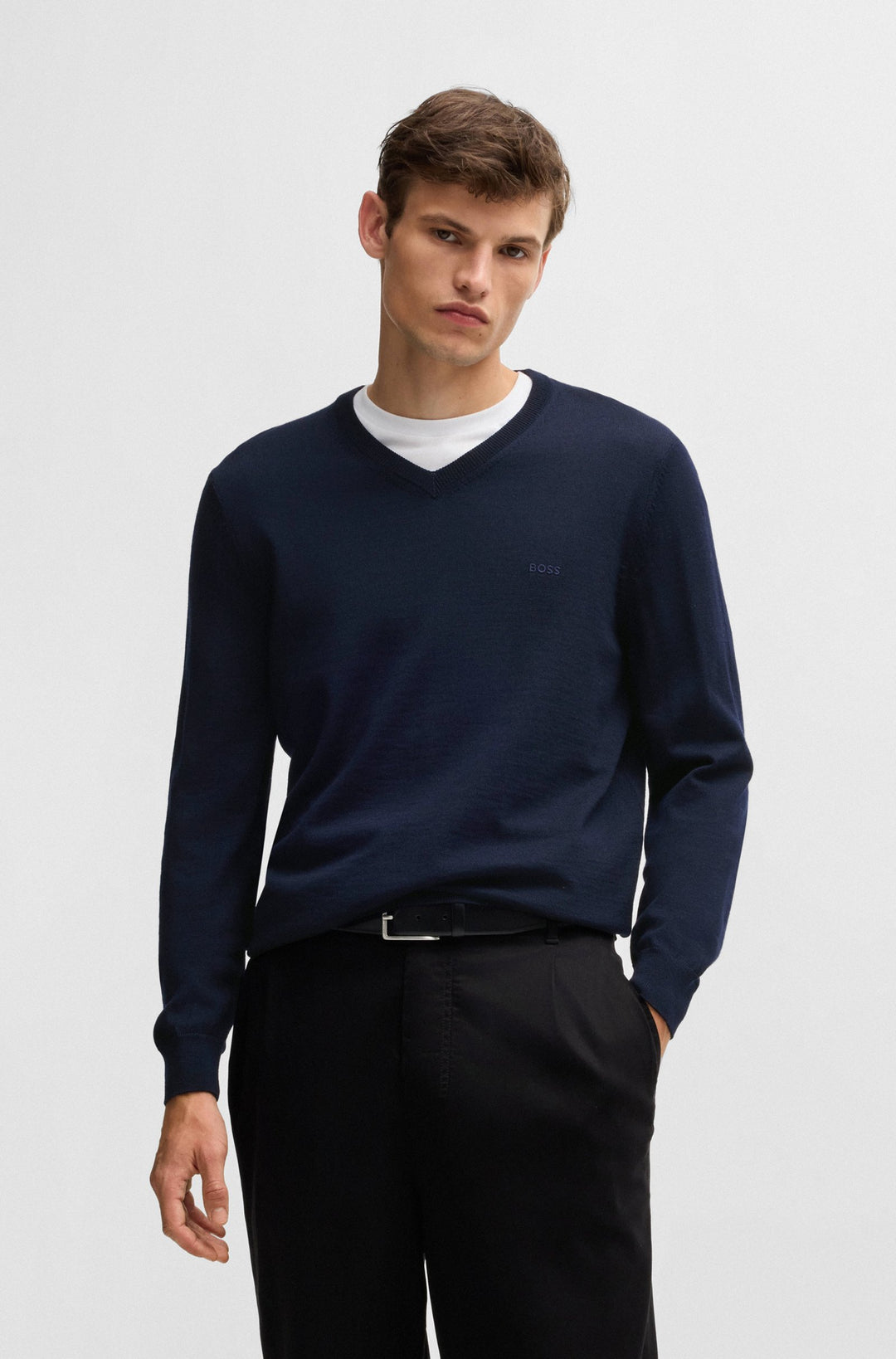 BOSS Sweaters Regular Fit in Wool - BARAM-L 10243920 01-50476363- Concorde Fashion#color_navy-404