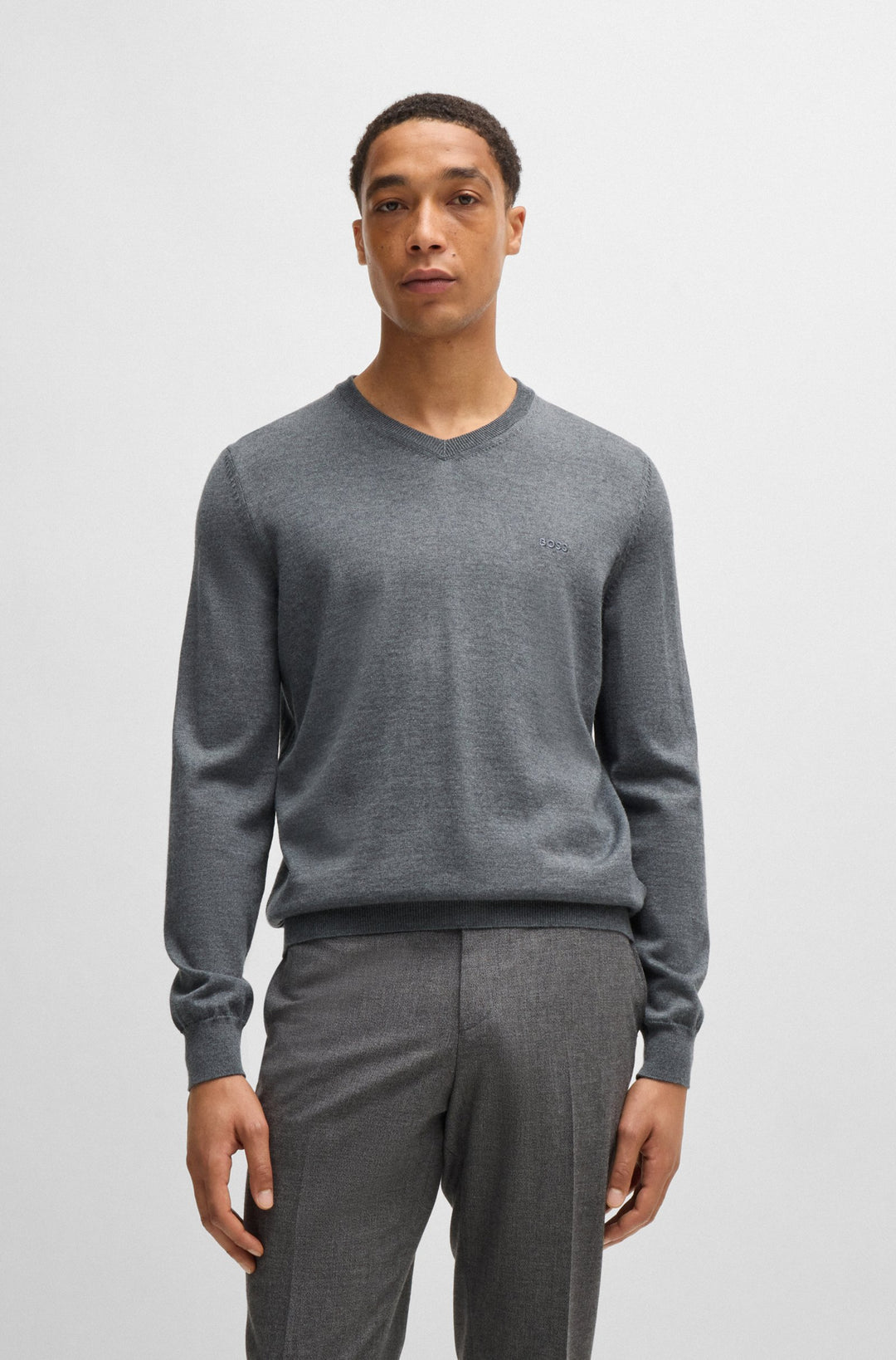 BOSS Sweaters Regular Fit in Wool - BARAM-L 10243920 01-50476363- Concorde Fashion#color_grey-030