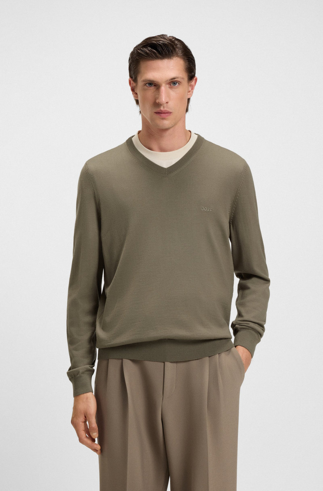 BOSS Sweaters Regular Fit in Wool - BARAM-L 10243920 01-50476363- Concorde Fashion#color_brown-245