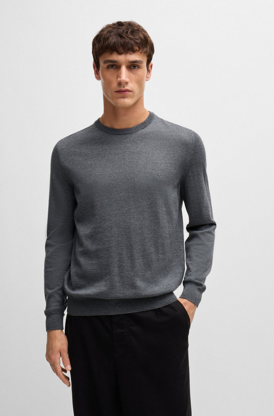 BOSS Sweaters Regular Fit in Wool - BOTTO-L 10243935 01-50476364- Concorde Fashion#color_grey-030