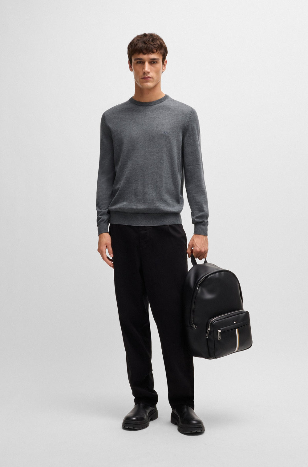 BOSS Sweaters Regular Fit in Wool - BOTTO-L 10243935 01-50476364- Concorde Fashion#color_grey-030