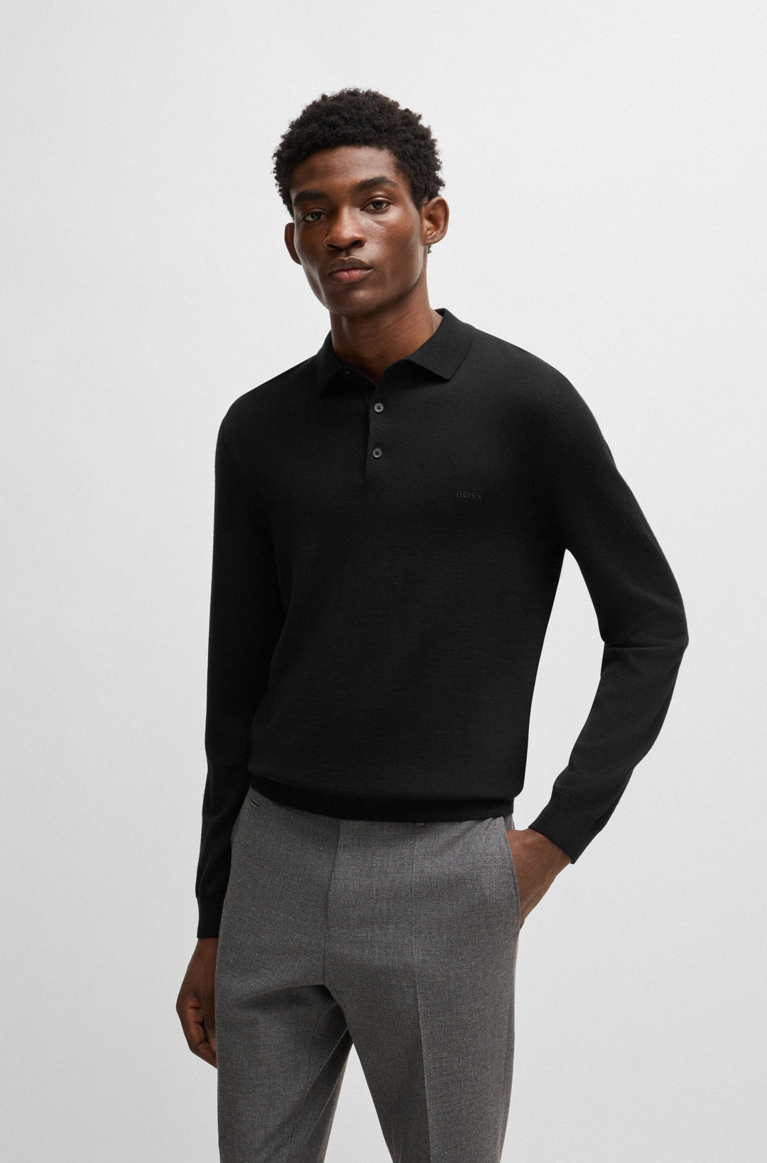 BOSS Sweaters Regular Fit in Wool - BONO-L 10243945 01-50476357- Concorde Fashion#color_black-001