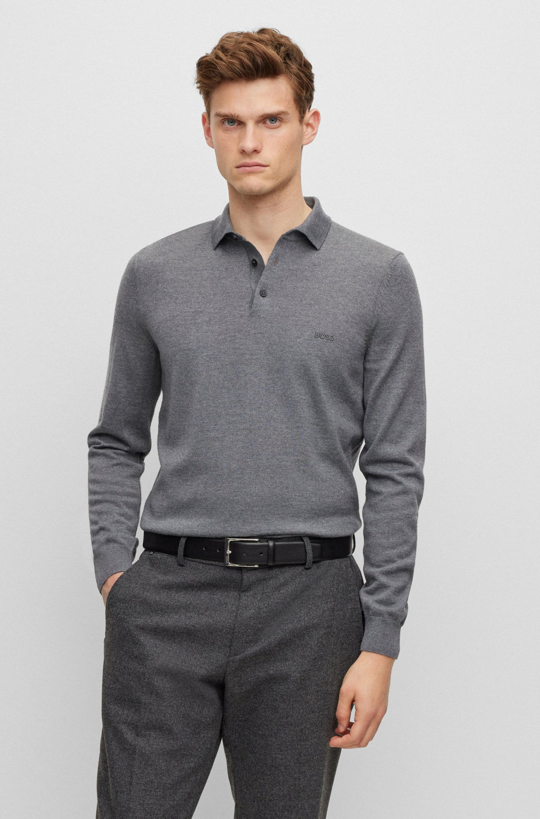 BOSS Sweaters Regular Fit in Wool - BONO-L 10243945 01-50476357- Concorde Fashion#color_grey-030