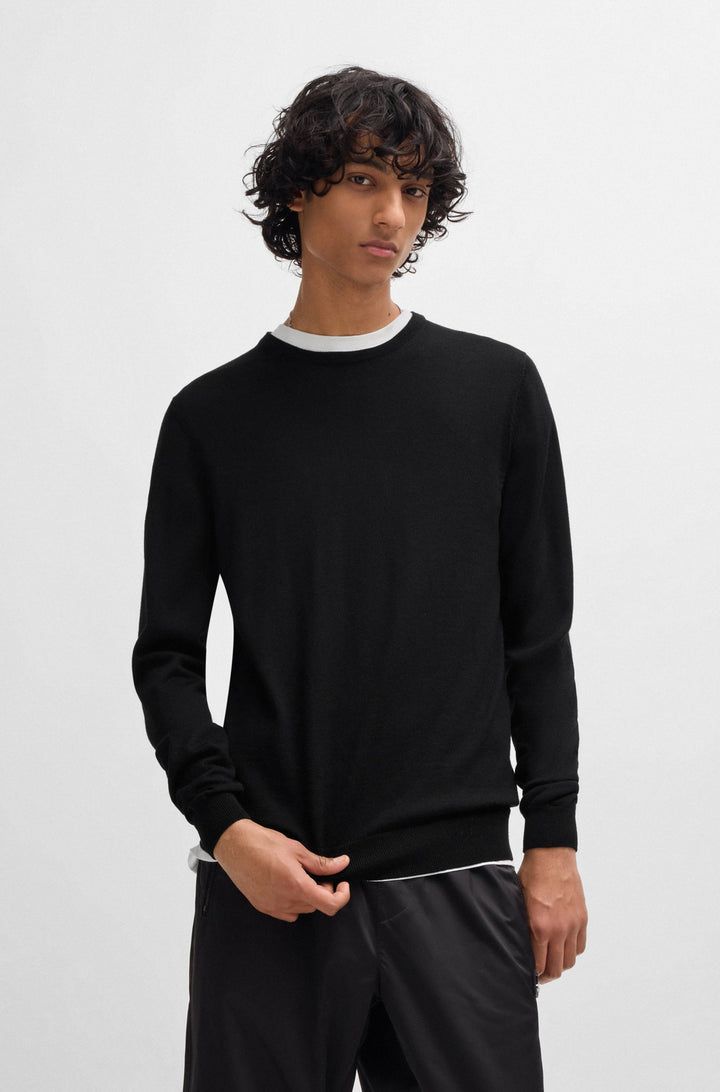 HUGO Sweaters Regular Fit in Wool - SAN CEDRIC-M1 10244128 01-50476832- Concorde Fashion#color_black-001