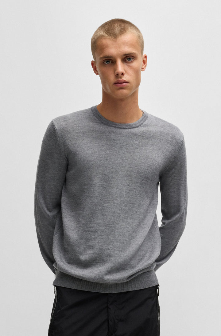 HUGO Sweaters Regular Fit in Wool - SAN CEDRIC-M1 10244128 01-50476832- Concorde Fashion#color_grey-034